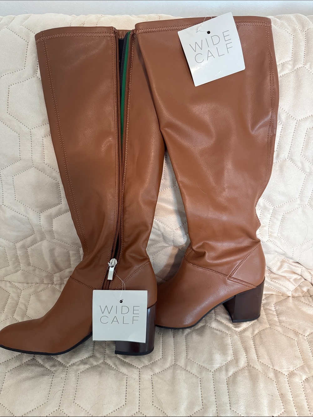 Franco Sarto Wide Calf Tan Over-the-Knee Block Heel Boots